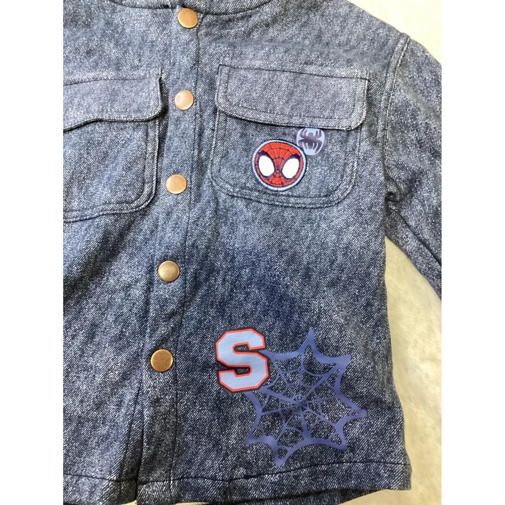 Marvel Spidey and His Amazing Friends Spider-Man Hooded Shirt Jacket Blue 4T NEW